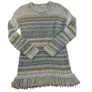 JACK by BB Dakota Striped Knit Fringe Sweater Dress Women's‎ Small Boho